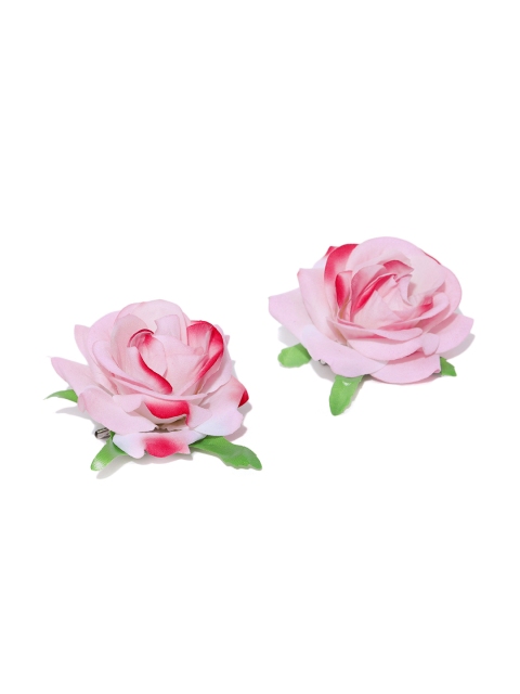 

Priyaasi Set of 2 Pink Rose-Shaped Alligator Hair Clips