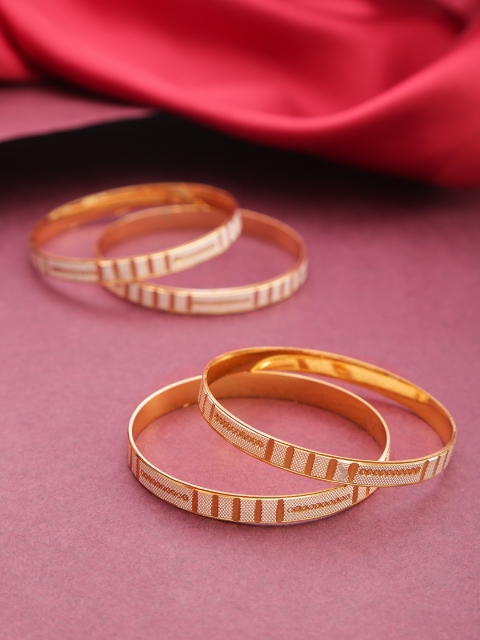 

Priyaasi Set of 4 Gold-Plated Textured Bangles