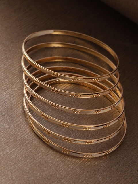 

Priyaasi Set of 6 Gold-Plated Textured Bangles