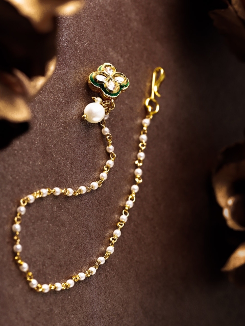 

Priyaasi Gold-Plated Kundan Studded Chain Nose Pin