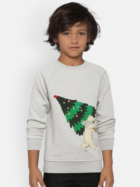 

Cherry Crumble Kids Grey Melange Applique Sweatshirt