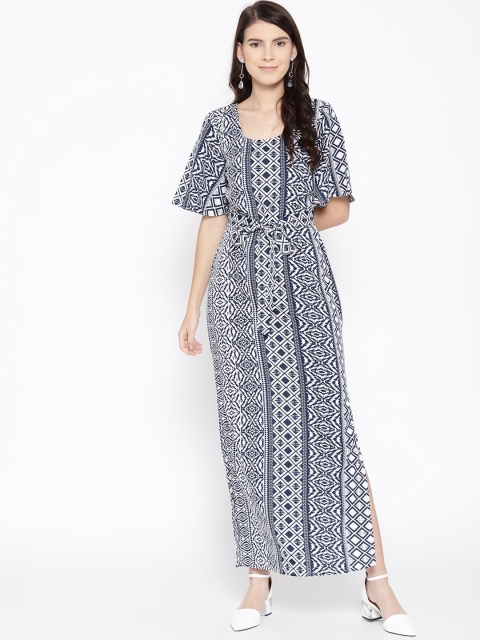 

MABISH by Sonal Jain Women Navy Blue & White Printed Maxi Dress