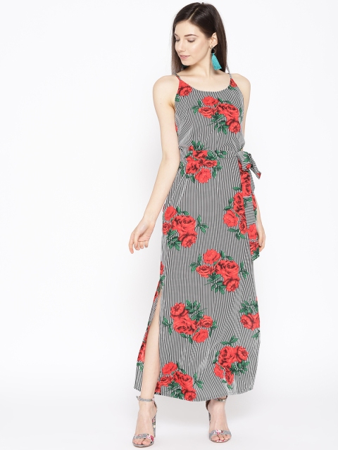 

MABISH by Sonal Jain Women Black & Red Floral Printed Maxi Dress