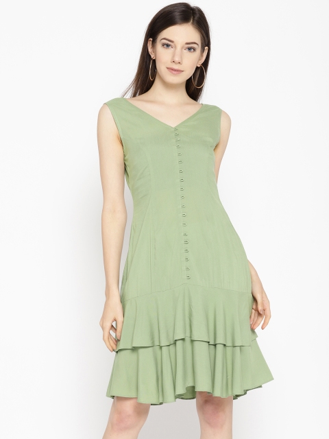 

MABISH by Sonal Jain Women Solid Green Drop-Waist Dress