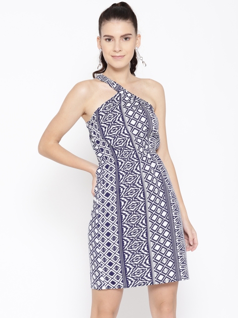 

MABISH by Sonal Jain Women Navy Blue & White Printed Sheath Dress
