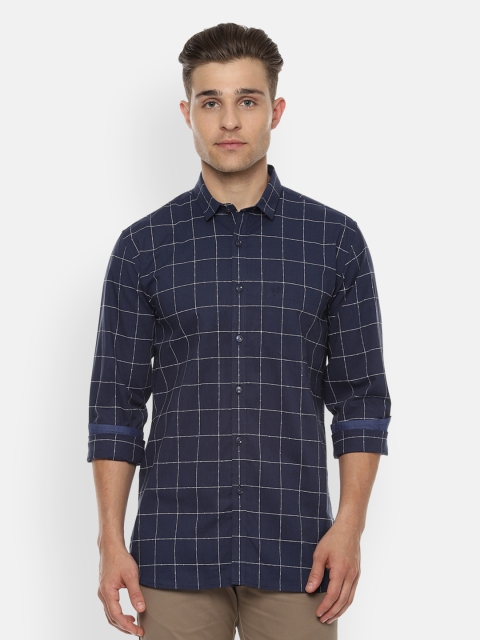 

Allen Solly Men Navy Blue & White Slim Fit Checked Casual Shirt