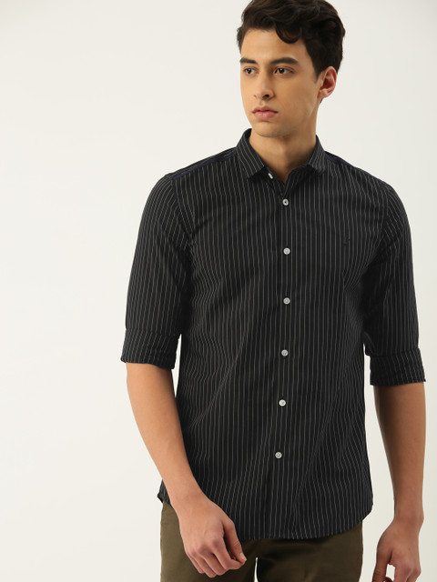 

Allen Solly Men Black & White Modern Slim Fit Striped Casual Shirt