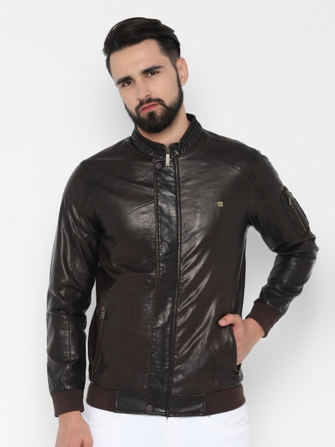 

Allen Solly Men Brown Solid Biker Jacket