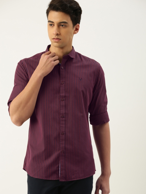 

Allen Solly Men Maroon & Navy Blue Sport Fit Striped Casual Shirt