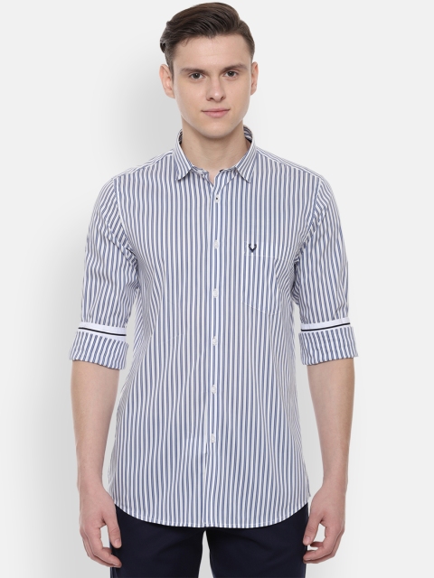

Allen Solly Men White & Navy Blue Slim Fit Striped Casual Shirt