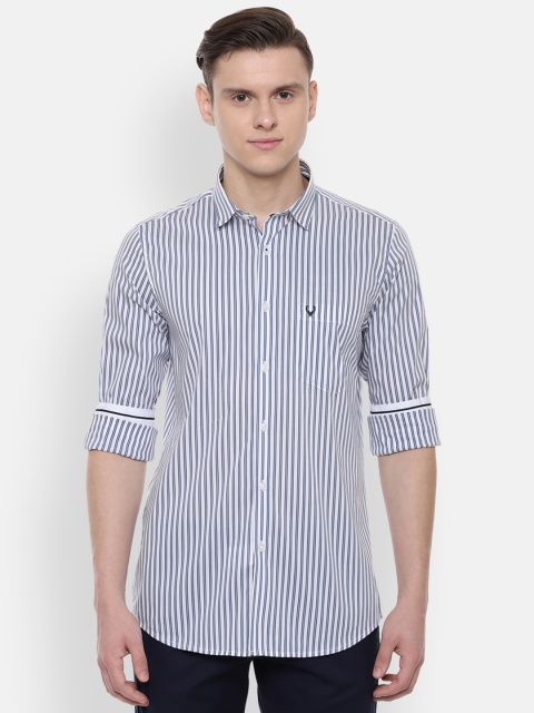

Allen Solly Men White & Navy Blue Slim Fit Striped Casual Shirt