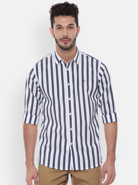 

Allen Solly Men White & Navy Blue Slim Fit Striped Casual Shirt
