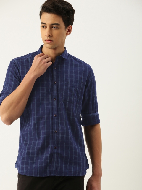 

Allen Solly Men Navy Blue Regular Fit Checked Casual Shirt