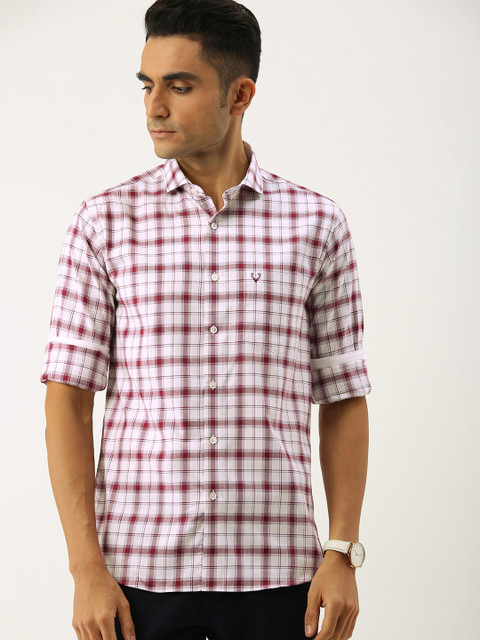 

Allen Solly Men White & Maroon Slim Fit Checked Smart Casual Shirt