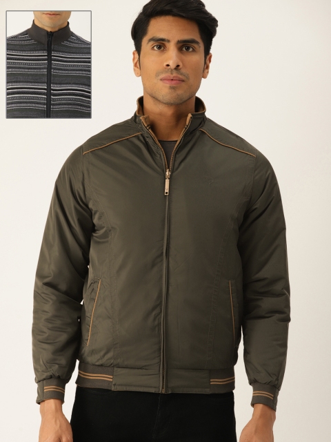

Allen Solly Men Olive Green Solid Reversible Jacket