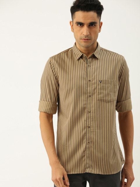 

Allen Solly Men Beige & Black Sport Fit Striped Casual Shirt