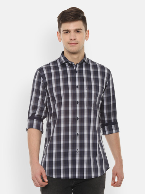 

Allen Solly Men Grey & White Checked Slim Fit Shirt