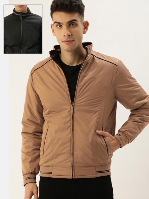 

Allen Solly Men Beige & Black Solid Reversible Bomber Jacket
