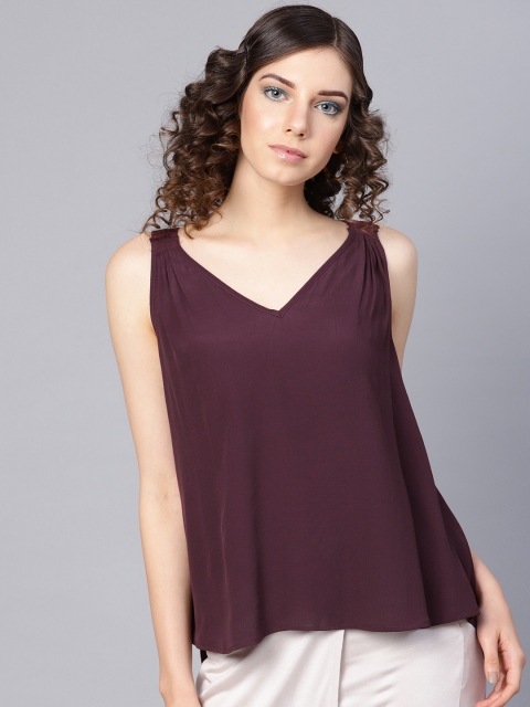 

I AM FOR YOU Women Burgundy Solid High-Low Top
