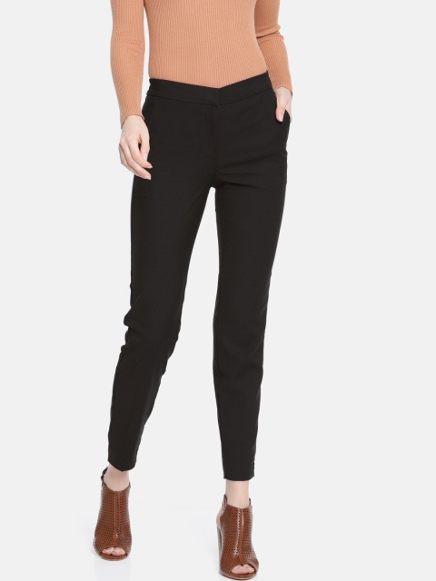 

promod Women Black Slim Fit Solid Regular Trousers