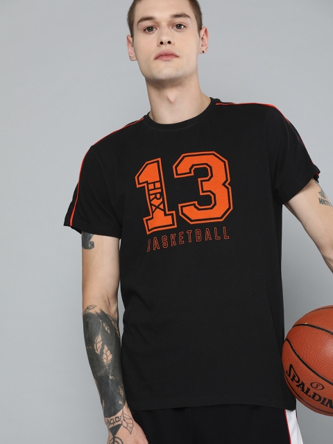 

HRX by Hrithik Roshan Men Black Printed Round Neck Regular fit Basketball T-shirt