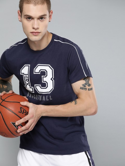 

HRX by Hrithik Roshan Men Navy Blue Printed Regular Fit Basketball T-shirt