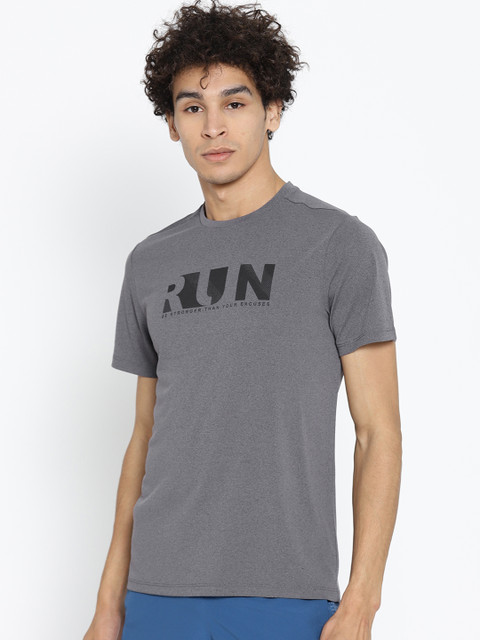 

HRX by Hrithik Roshan Men Charcoal Grey Solid Running Regular Fit T-shirt