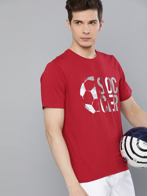 

HRX by Hrithik Roshan Men Red Printed Round Neck Football T-shirt