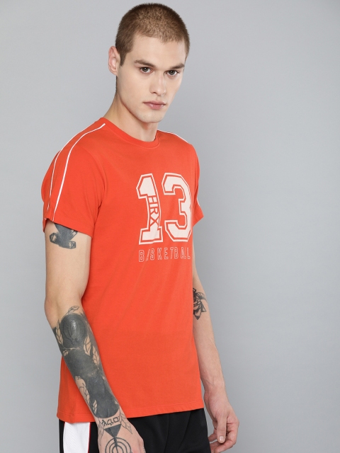 

HRX by Hrithik Roshan Men Orange Printed Regular Fit Basketball T-shirt