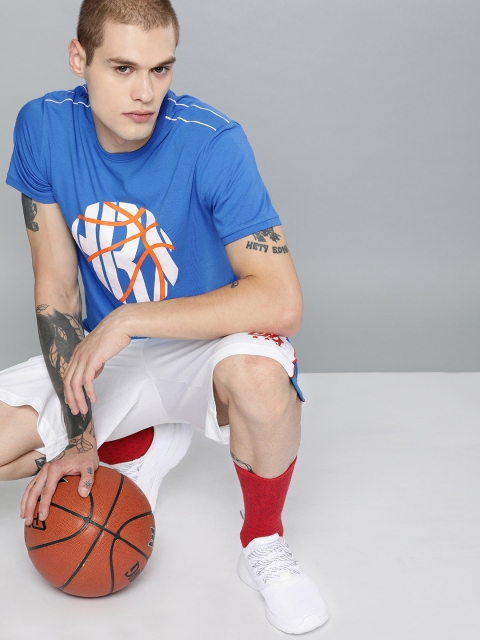

HRX by Hrithik Roshan Men Blue Printed Regular Fit Round Neck Basketball T-shirt