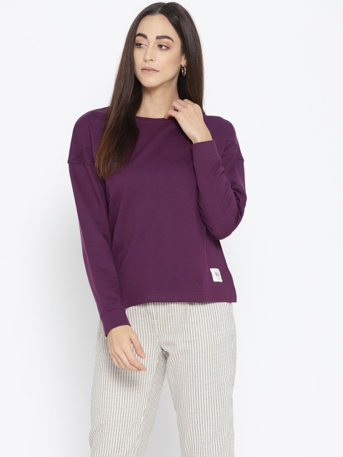 

Flying Machine Women Purple Solid Sweatshirt