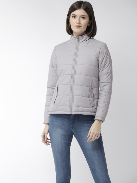 

Flying Machine Women Grey Solid Padded Jacket
