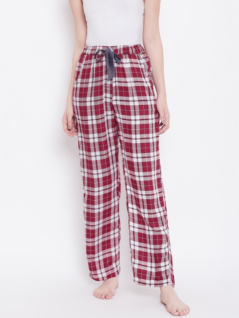 

Sweet Dreams Women Grey & Maroon Checked Lounge Pants