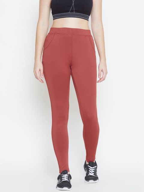 

Sweet Dreams Women Rust Red Solid Workout Tights