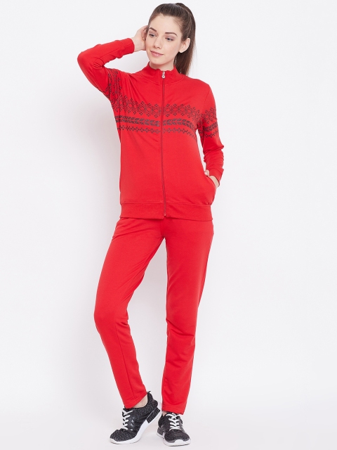 

Sweet Dreams Women Red Solid Tracksuit