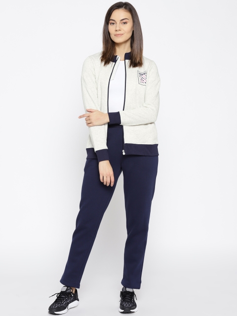 

Sweet Dreams Women Off-White & Navy Solid Tracksuit