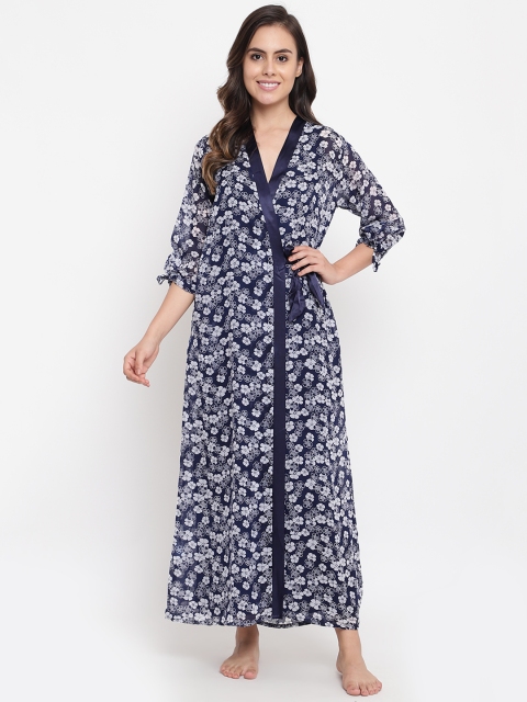 

Sweet Dreams Navy Blue Solid Nightdress 273078