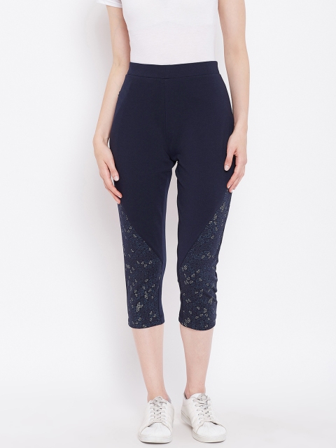 

Sweet Dreams Women Navy Blue Printed Slim Fit Workout Capris