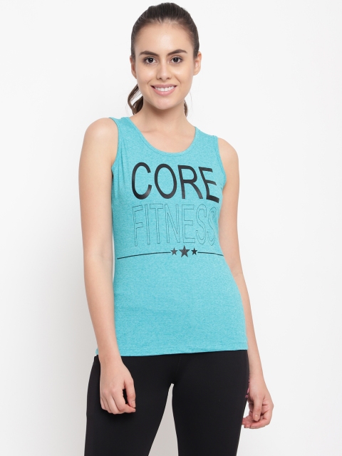 

Sweet Dreams Women Blue & Black Printed Round Neck Workout T-shirt