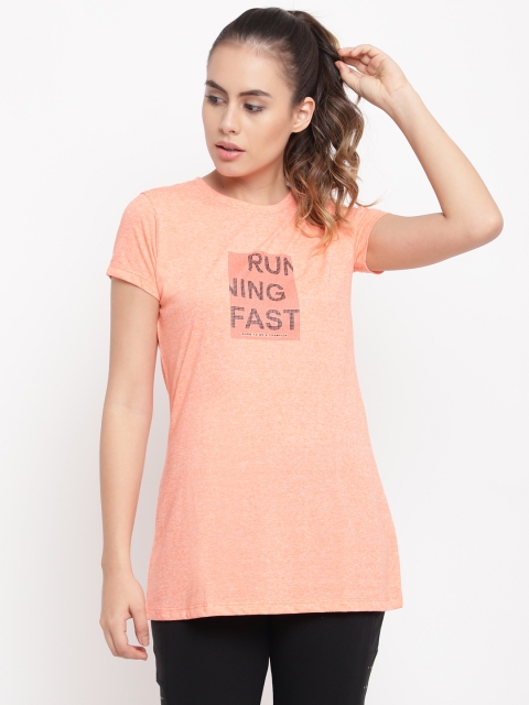 

Sweet Dreams Women Peach-Coloured Printed Round Neck Longline T-shirt