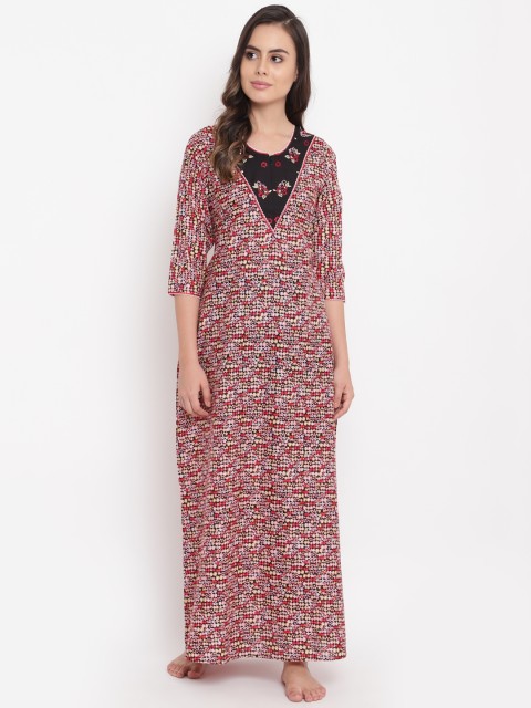 

Sweet Dreams Red & Black Printed Nightdress 250478 F/S F/L NGT