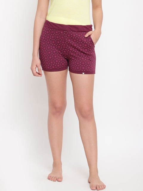 

Sweet Dreams Women Burgundy & Cream-Coloured Printed Lounge Shorts