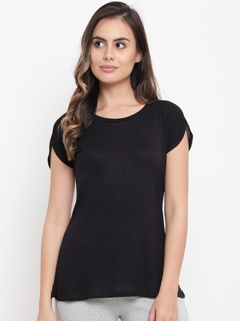 

Sweet Dreams Women Black Solid Lounge T-shirt
