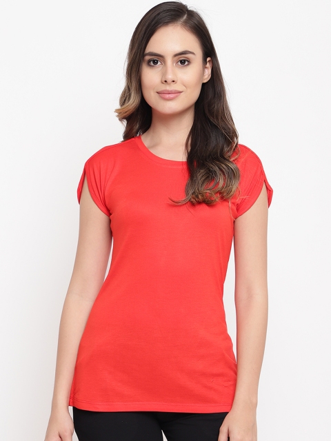

Sweet Dreams Women Red Solid Lounge T-shirt