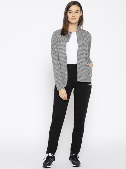 

Sweet Dreams Women Grey & Black Checked Workout Tracksuit