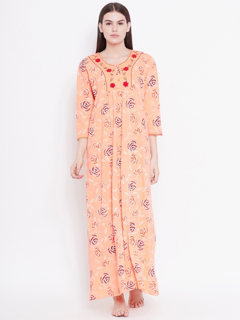 

Sweet Dreams Peach-Coloured Printed Maxi Nightdress