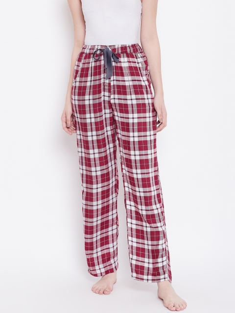 

Sweet Dreams Women Grey & Maroon Checked Lounge Pants