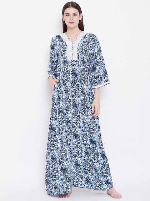 

Sweet Dreams Blue & White Printed Maxi Nightdress