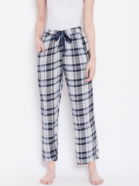 

Sweet Dreams Women Grey & Navy Blue Checked Lounge Pants