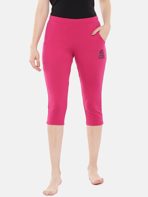 

Sweet Dreams Women Navy Blue Solid Workout Capris, Pink